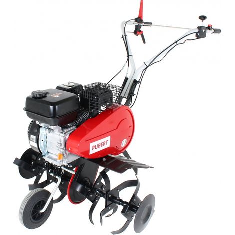 Motobineuse thermique 4000W – Cylindrée 209 cm³ – 6 fraises – Largeur de travail 80 cm – Profondeur 32 cm – Pour potager > 300 m² – Pubert