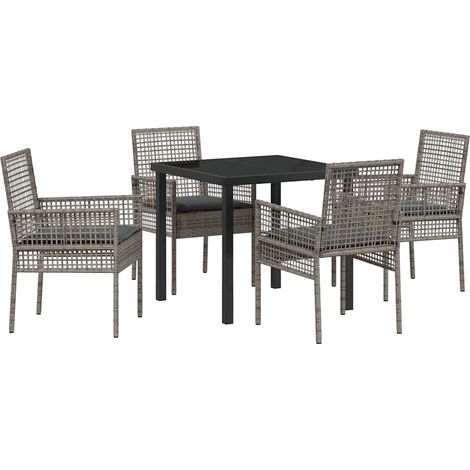 Garden Dining Set 5 pcs Grey Poly Rattan vidaXL (1/5)