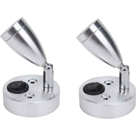 12V LED Spotlights, Bedside Wall Reading Light, Adjustable Switch, Camper Van Caravan Interior Lighting for Boat Camper (Silver, Short) MUMU (1/4)