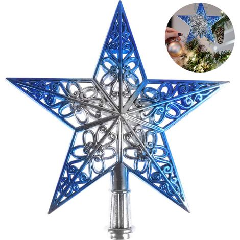 Étoile De Décoration De Noël - Étoile Pour Sommet De Sapin - Design Ajouré - En Plastique - 1 Pièce (1/5)
