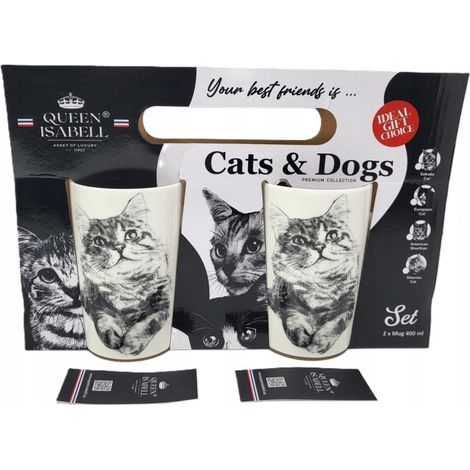 Un juego de dos tazas con la imagen de un gato PARA REGALO (1/5)