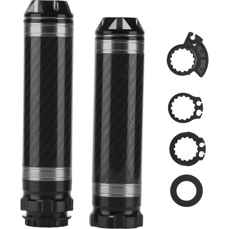Poignées de guidon moto aluminium et fibre carbone 2 pièces universelles pour guidon 7/8" anti-corrosion imperméables Titanium (1/5)