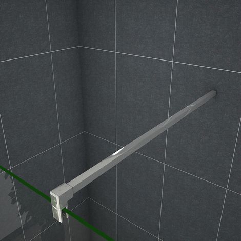 Barra Stabilizzatrice Cromo Lucido da 140 cm Sezione Quadrata Tagliabile per Box Doccia Walk In Parete Fissa Vetro da 6-10 mm