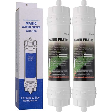 Lot de 2 - Filtre à Eau pour réfrigérateur Samsung - Cartouche filtrante Externe pour frigo américain - Filtre en Ligne WSF100 (1/4)