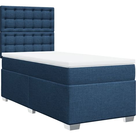 Lit simple Lit adulte Sommier à lattes de lit avec matelas Bleu 80x200 cm Tissu (1/5)