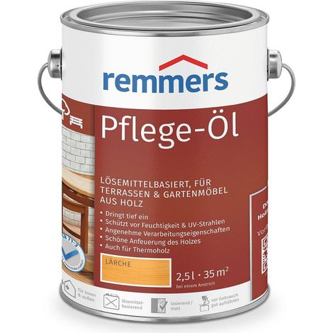 Remmers Pflege-Öl lärche, 2,5 Liter, Holzöl für Holz innen und außen, wasserabweisend, wetterfest, für Gartenmöbel und Holzterrassen geeignet