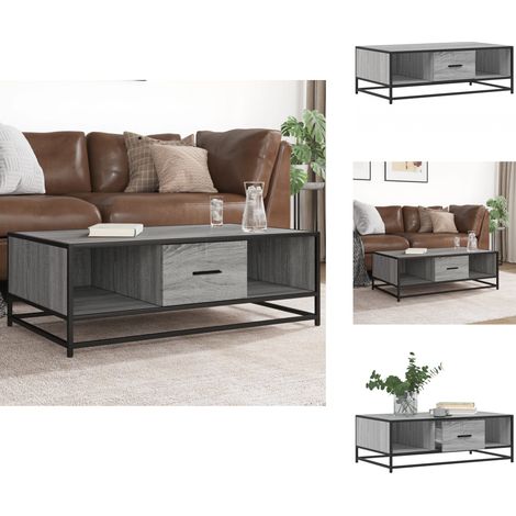 Couchtisch Grau Sonoma 100x57x35 cm Holzwerkstoff und Metall - Couchtisch - Couchtische - Couchtisch Niedrig - Tisch (1/5)