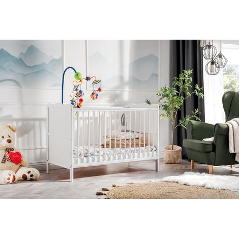 komodee, Lit d'Enfant Aurora, Blanc Mat, Matelas en Mousse Aloe Vera Hypoallergénique, Hauteur Réglable, Convertible en Lit Junior, Longueur 124 cm x Hauteur 85 cm x Largeur 67 cm (1/5)