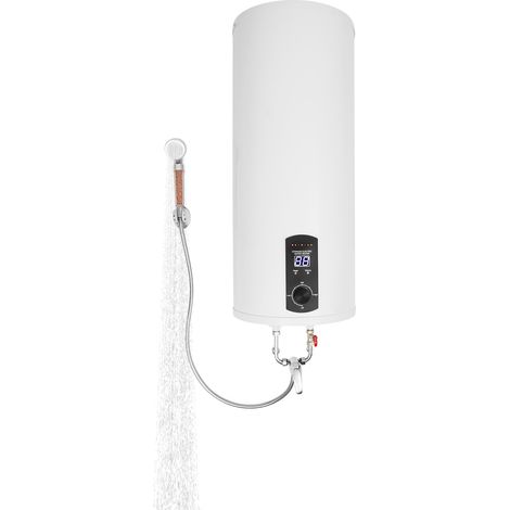 Chauffe-eau Électrique Vertical Mural 2000 W, 60 L Réservoir, 220 V, Chauffe-eau Instantané avec Ensemble de Douche, avec Affichage LED de la Température pour la Douche (1/5)