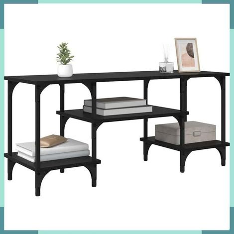 Meuble TV - 881296 - Chêne noir - Bois d'ingénierie & fer - 102 x 35 x 45,5 cm (1/5)