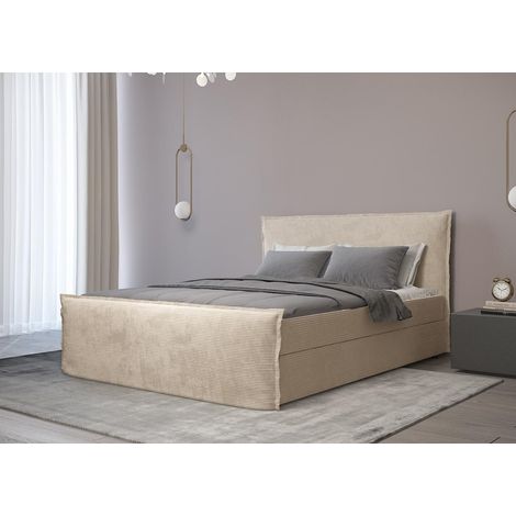 Lit Boxspring Boro - Beige - 180x200 Cm - Design Moderne - Lit Boxspring - Matelas À Ressorts Bonnell (1/5)