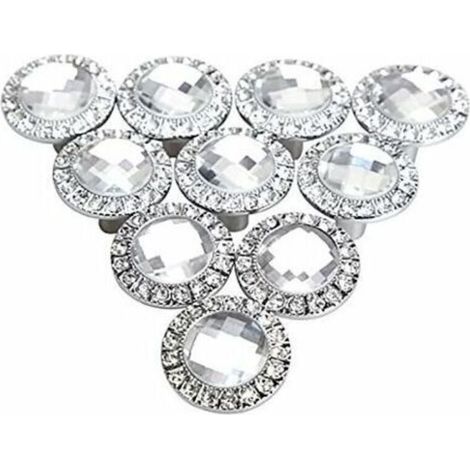 10 pezzi Pomello rotondo per porta da 30 mm Argento Maniglia da 30 mm Pomello con strass scintillanti in cristallo Pomello per ante di armadietti da cucina Pomelli per cassetti