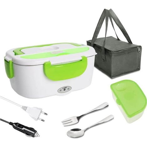Lunch Box Électrique - FOLAYA - Vert - Acier Inoxydable 304 - 1,1-1,5 L - Double Tension 110-220V/12-24V (1/4)
