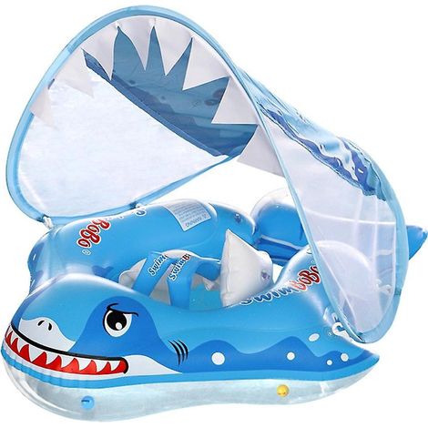 SwimBoBo Inflatable Baby Swimming Float Baby Swim Float Ring Cute Baby Pool Float Pool Toys for 3-2-With Canopy-