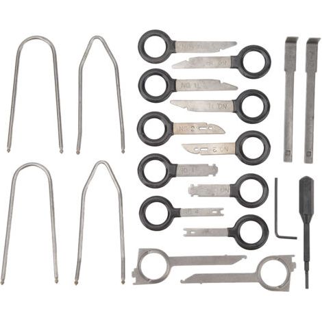 FOREHILL Kit d'outils de démontage d'autoradio 20 pièces Kit de clé de retrait de lecteur CD stéréo universel en acier ergonomique pour voitures camions (1/2)