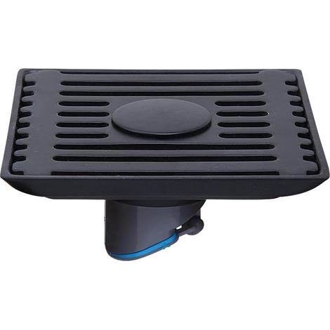 Siphon de sol de douche en acier inoxydable 304 avec grande capacité de débit et valve anti-odeurs, filtre à cheveux amovible pour salle de bain (noir) (1/5)