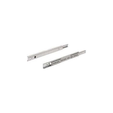 Hettich – Coulisse à billes pour tiroir 350 à 550 mm – Rainure 27 mm – Charge 12 kg – Finition acier zinguée – Coulisse de précision avec butée