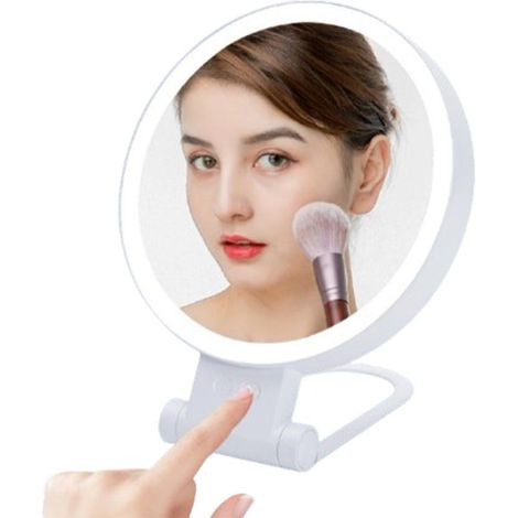 Miroir de maquillage double face à LED réglable, miroir grossissant de table, grossissement 5X (1/3)