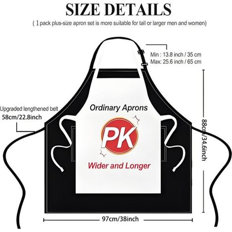 Tablier de protection Grande Taille Unisexe Ajustable - Lot de 2 pièces pour travail, bricolage et cuisine (1/2)