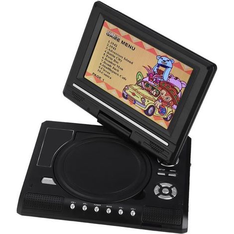 DVD mobile 7,8 po Lecteur DVD Portable Écran Pivotant Chargeur de Voiture TV Manette de Jeu 100-240V (1/4)