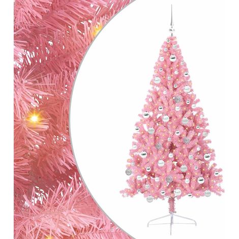 Künstlicher vorbeleuchteter Weihnachtsbaum Rosa 180 cm PVC vidaXL (1/5)