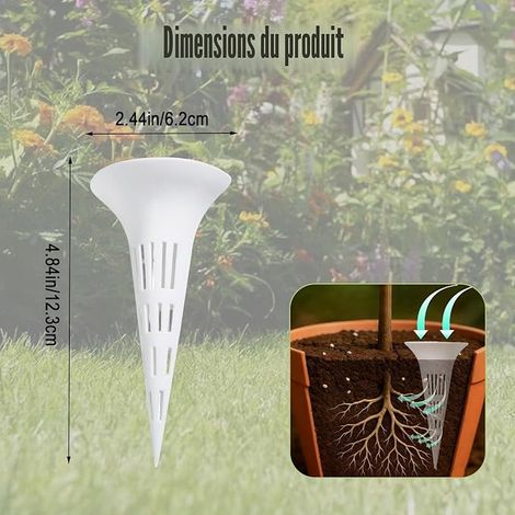 Cônes d'Arrosage et de Fertilisation pour Plantes - Pièces, Accessoire de Jardinage pour Apport d'Eau et Nutriments Direct aux Racines, pour Fleurs, Légumes, Arbres et Arbustes (1/4)