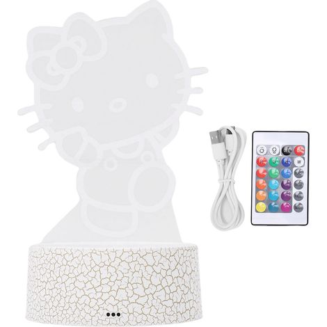 Veilleuse en acrylique en forme de chat mignon, 16 couleurs, intensité variable, télécommande, décoration intérieure, dessin animé (1/5)