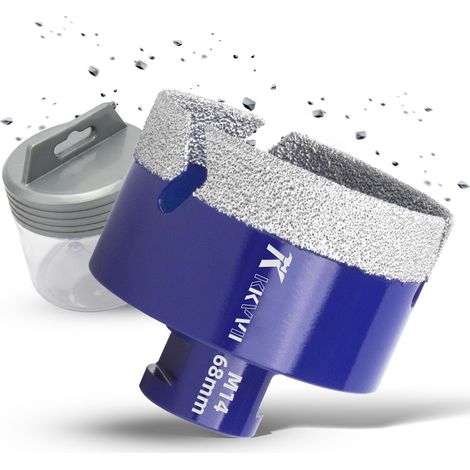 Carrelage Diamant 68mm Scie Cloche Diamantée Trépans de Forage Avec Brasé Sous Vide et Filetage M14 pour Granit Porcelaine Céramique Marbre, pour Meuleuse d'angle (1/5)