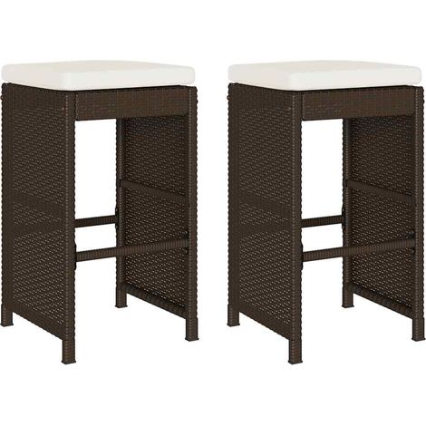 Maison Exclusive - Taburetes de cocina con cojines 2 uds ratán si (1/5)