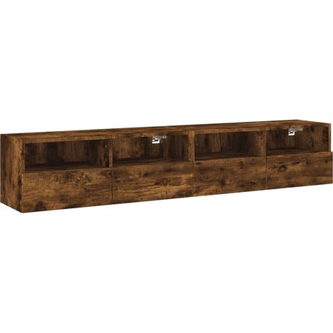 Mobili TV a parete scaffale multimediale credenza TV sala da pranzo soggiorno camera da letto 2 pezzi rovere affumicato 80 x 30 x 30 cm legno ingegnerizzato marrone 020028989