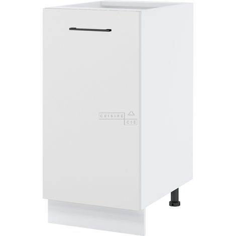Meuble bas de cuisine Lovia Blanc Mat 1 porte L 40 cm - Porte avec poignée apparente White (1/2)