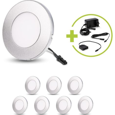 LED Spot rund 2.6W 12V 120lm IP20 Ø75x6mm Ausschnitt Ø55mm - Lichtfarbe: Warmweiß 3000K - Anzahl: 8x (1/5)