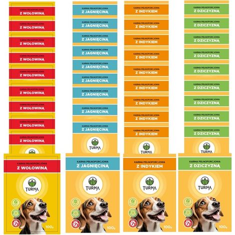 Nassfutterbeutel für Hunde, Turna-Mix aus 4 Geschmacksrichtungen, 40 x 100 g