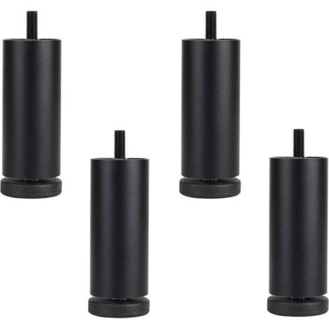Pieds De Canapé - Alliage D'aluminium - Réglables En Hauteur - Filetage M8 - Noir - 12 Cm - Lot De 4 (1/5)