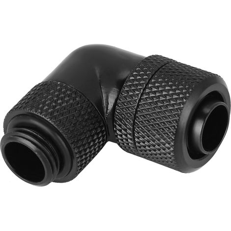 G1/4 Gewindeanschluss für Wasserkühlung, 90°-Winkelstück für dünne Schläuche (schwarz) (1/5)