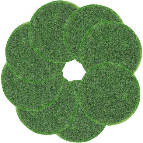 Tapis de gazon artificiel miniature rond, compatible avec les jardins féeriques (8 pièces). Décoration idéale. (1/5)