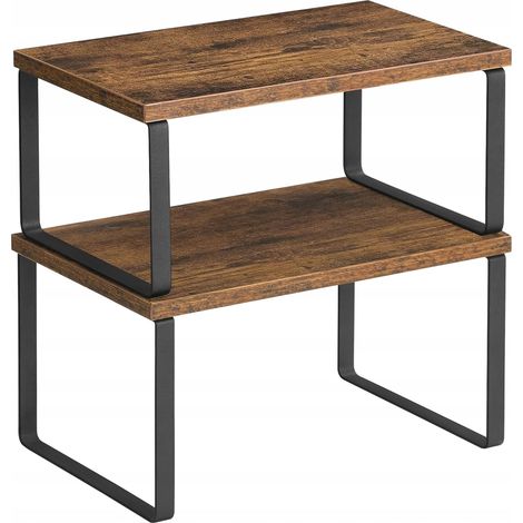 Songmics – Organisateur de comptoir de cuisine – Lot de 2 étagères autoportantes en métal et bois – Charge max 15 kg – Montage facile (1/5)