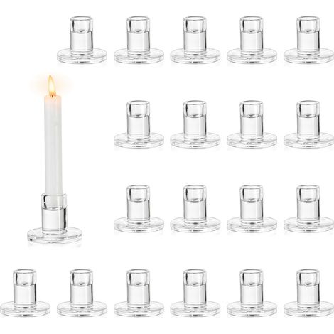 Bougeoir Verre Chandelier Lot de 20 Bougeoir en Verre Transparent Bougies à Réchauds en Forme de Pilier Centre de Table pour la Décoration des Dîners