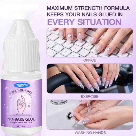 Spezieller Nagelkleber für Nagelstudios, starker, wasserfester Klebstoff für Nagelspitzen, schnelltrocknend und kein Backen erforderlich. (1/5)