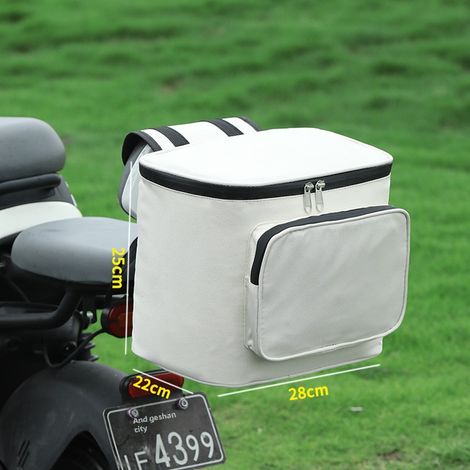 Bolsa de respaldo trasero para motocicleta eléctrica, bolsa de almacenamiento de batería de coche Emmayadi, gran capacidad (Bolsa de respaldo trasero [blanco], gran capacidad) (1/5)