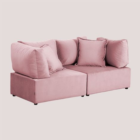 Canapé modulaire 2 pièces avec 2 fauteuils d'angle en velours Kata SKLUM         Rosé