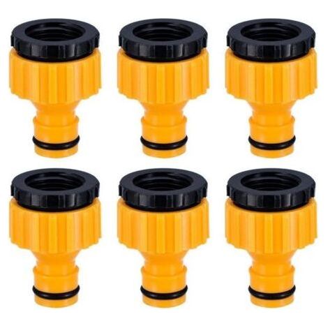 Plastique 3/4 '' and 1/2 '' BSP 2in1 Nez de Robinet d'arrosage à Visser débit Tap Connector Threaded Faucet Adapter 6 Pack (1/5)