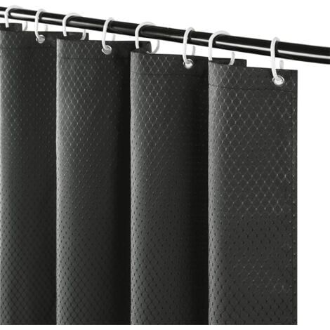 (180x200cm)Rideau de Douche Tissu Anti Moisissure et Lavable Gris Foncé Gaufre Épais Rideaux de Bain Imperméable en Polyester pour Baignoire Salle de (1/5)