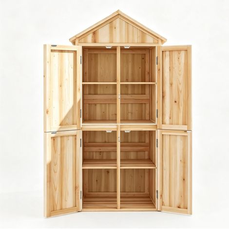 Abri de jardin bois massif, remise extérieure à outils avec toiture inclinée bitumée (1/5)