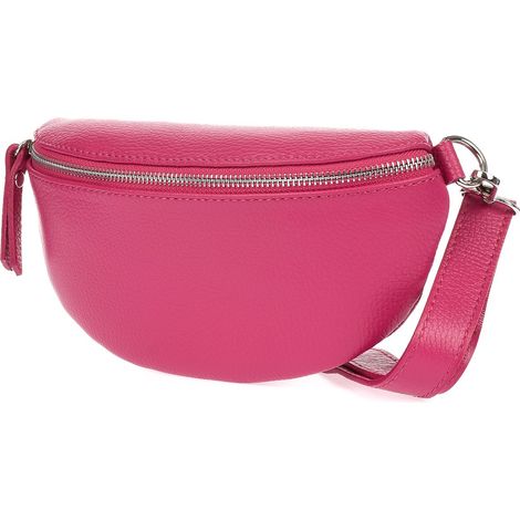Riñonera de piel italiana fucsia para mujer B68 (1/5)