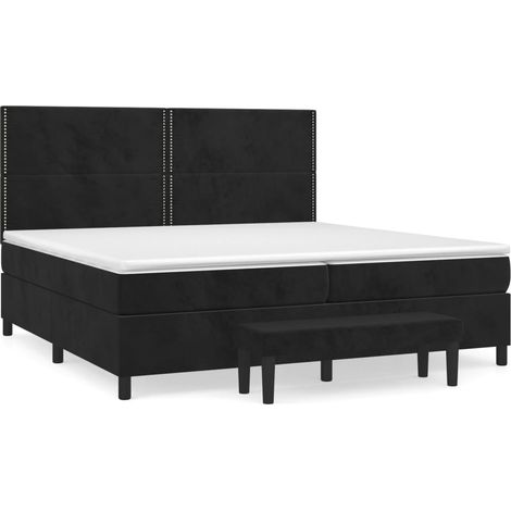 Maison Exclusive - Cama box spring con colchón terciopelo negro 2 (1/5)