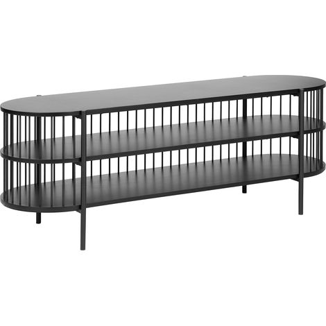 Mueble TV moderno MDF 2 estantes sala de estar negro Birson