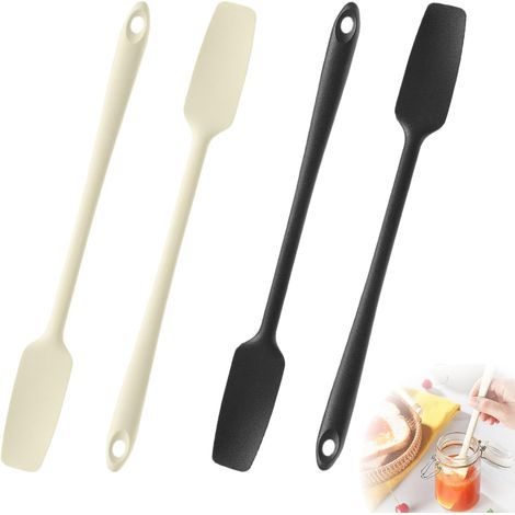 Lot de 4 spatules en silicone - Poignée allongée de 28,2 cm - Résistantes à la chaleur - Pour confitures et sauces (1/5)