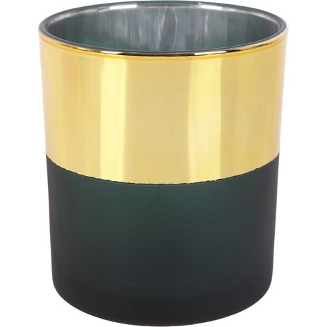 TrendLine Deko Glas Teelichthalter 9 x 10 cm gold schwarz Teelichthalter