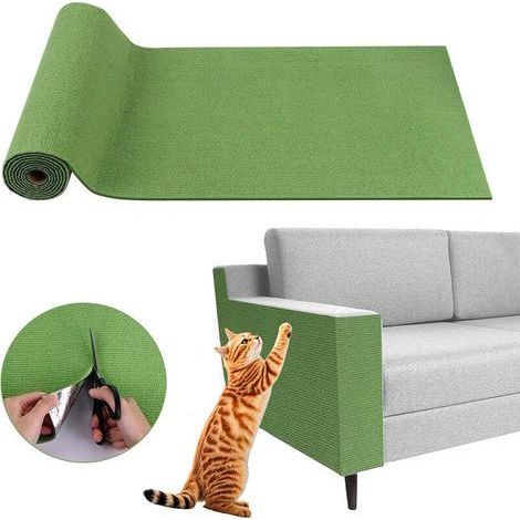 Cat Scratching Mat, Cuttable Adhesive Scratching Post, Furniture Protection, Suitable for Making Cat Trees (Green, 40 x 100cm) (1/5)